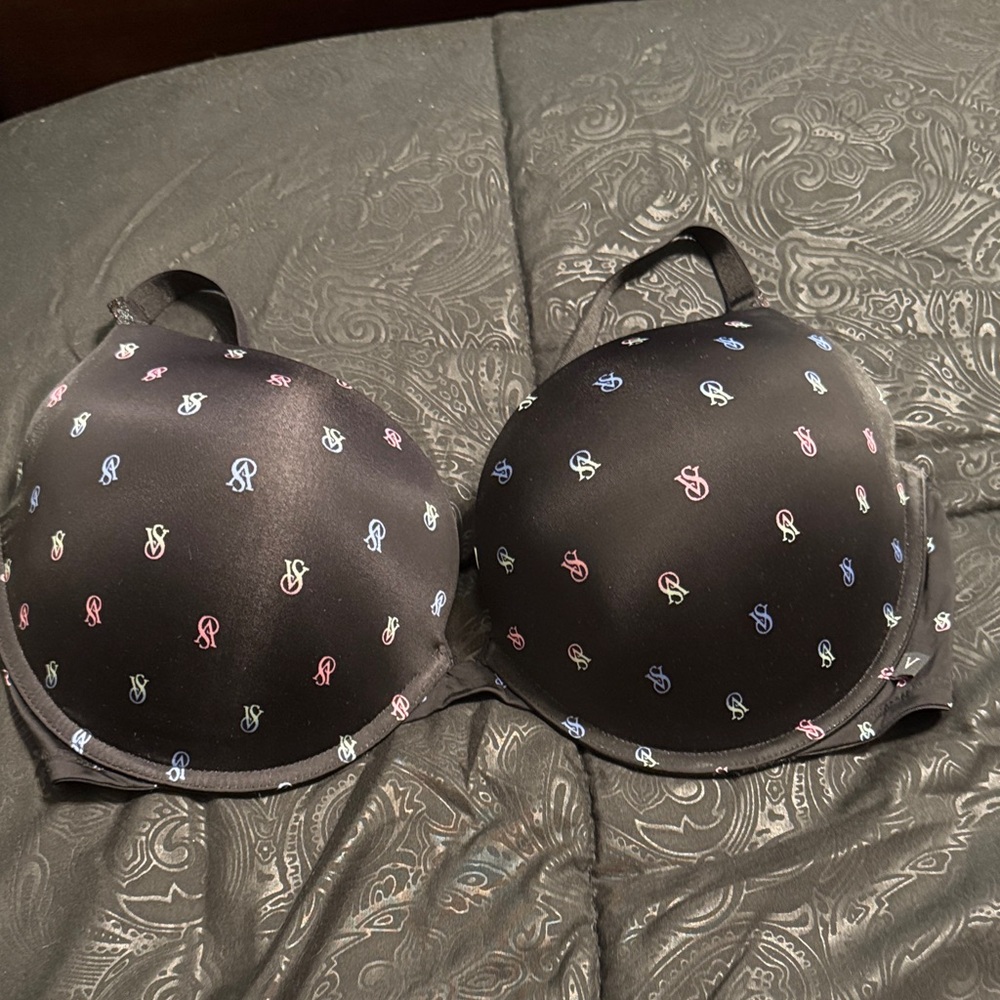 Victoria's Secret Black Bra with Multicolor Logo